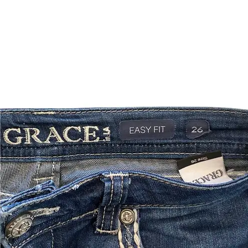 Grace in LA y2k embroidered stitch and embellished Jeans Blue Size 26