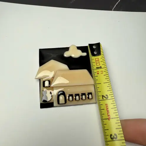 Kitty Cat In Front Of House Signed House Pins By Lucinda Brooch Pin Handcrafted