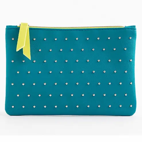 IPSY ‘100th’ Teal Studded Glam Cosmetic Bag Blue