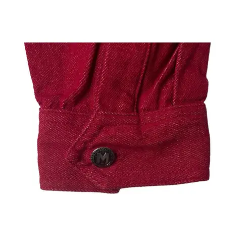 Bob Mackie Womens  Wearable Art Red Denim Western Embroidered Big Shirt Jacket L