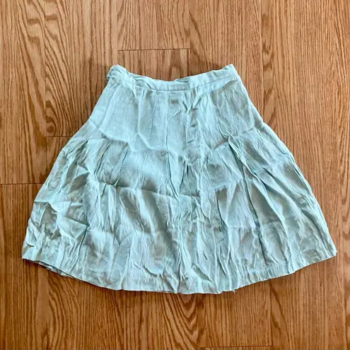 Casual Corner Vintage Mint Green Floral Pleated Skirt Womens 2