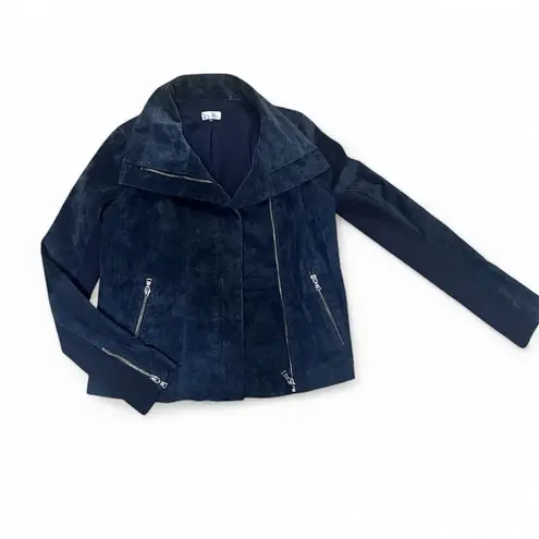 Ecru Navy Suede Jacket | Size XS
