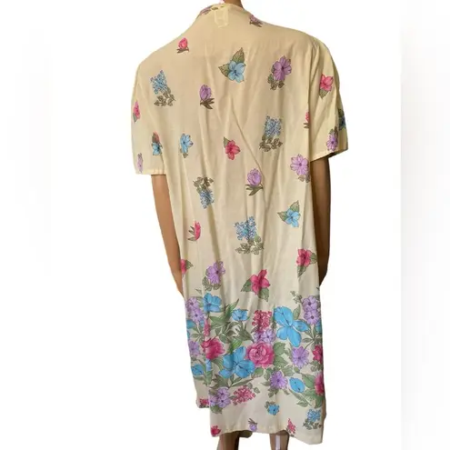 Simply Basic Vintage 80s Grannycore Cottagecore Floral Snap Button MuuMuu Dress Size L