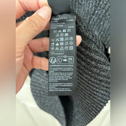 ALLSAINTS NWOT Sweater Dress Size Large Black/Silver Juliette Ribbed Turtleneck