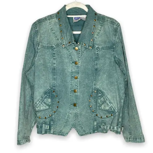 Diane Gilman Vintage 1990s DG2 by Green Acid Wash Jacket 1X