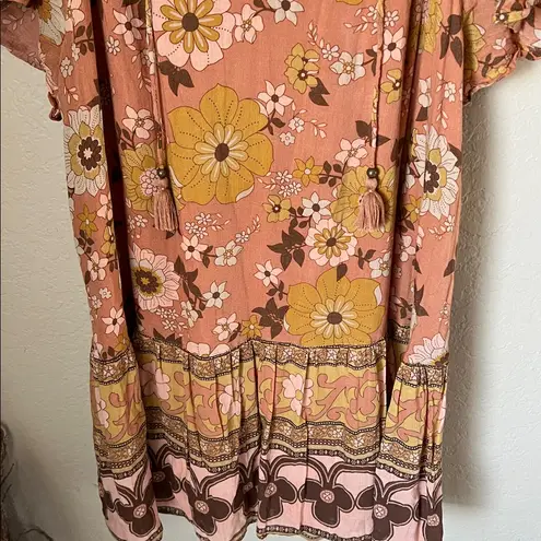 Spell & the Gypsy retro floral mini buttercup flowy dress Orange - Image 8