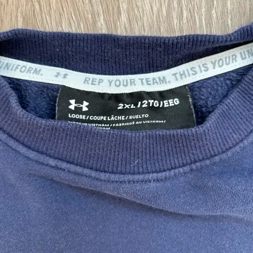 Under Armour Women's Blue and White Stripe Crewneck Sweatshirt Size 2XL