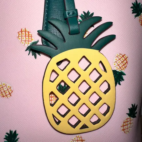 Kate Spade 🍍 Summer Pink Tote Bag Purse with Pineapple Design & Purse Charm 🍍