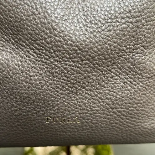 Furla Italy Taupe Leather Shoulder Bag Suede Interior EUC