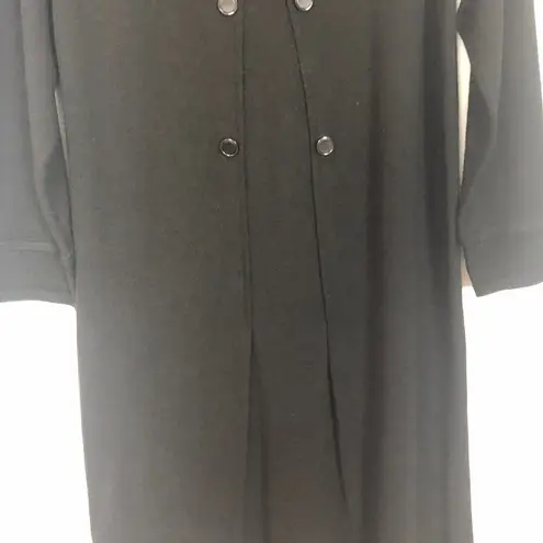 Tahari Sweater Dress Womens Medium Wool Blend Double Breasted Midi Old Money Black