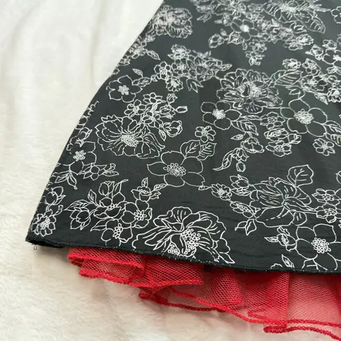 Ruby Rox XS Halterdress Floral Red Tulle Black Pinup Coquette WhimsyGoth Holiday