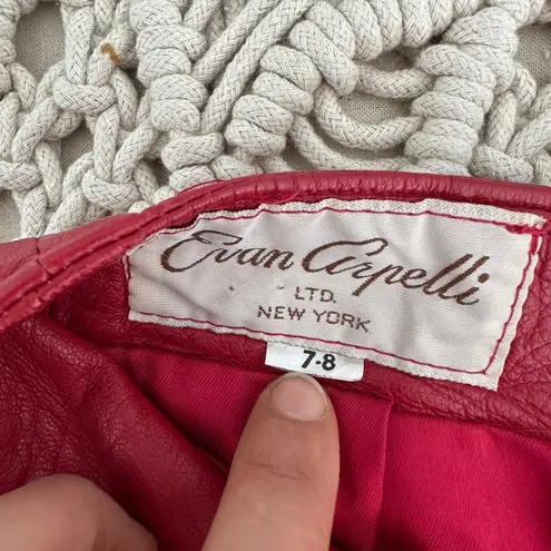 Vintage Evan Arpelli Skirt Small Red Leather Pencil High Rise 80s Party Cocktail