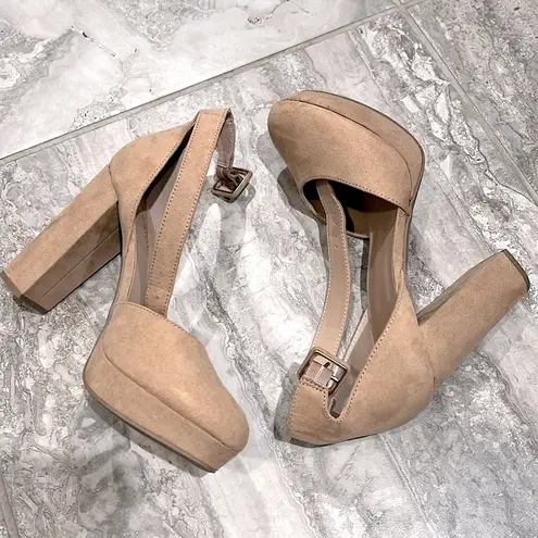 Sun+Stone Estrella Block Heel Platform Pumps, Size 9.5 NEW in Box $69.50 Tan