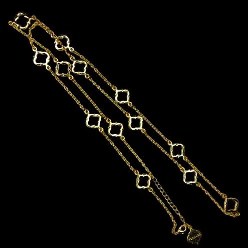 FORNASH Quatrefoil Gold Tone Necklace with lobster claw clasp 42 inches long