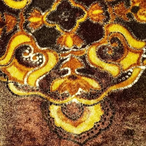 JONATHAN ASTON Copper Gold Foil Leaf Print Ankle Legging Pant EUC XS Brown