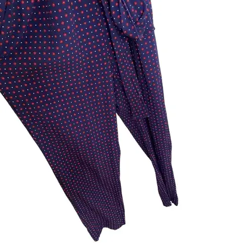 Draper James Self Tie Romper Jumpsuit Medium Navy Blue Red Floral RAW0009