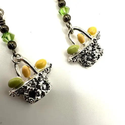 Long egg basket earrings Silver