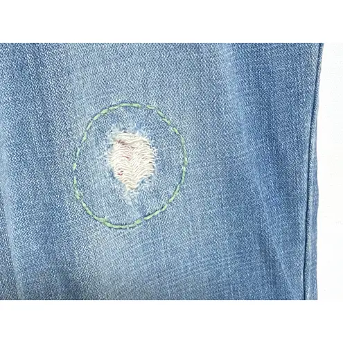 IZOD Distressed Bootcut Jeans Womens 16 Pink Green Ripped Y2K Grunge Boho NWT