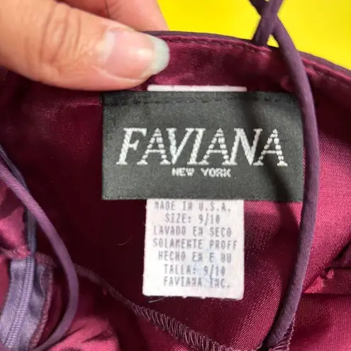 Faviana Vintage 90s Dark Purple Metallic Babydoll Sleeveless Cocktail Dress