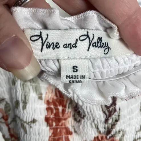 Vine and Valley Floral Romper Size S with Maxi Skirt Overlay Off Shoulder L/S Pink