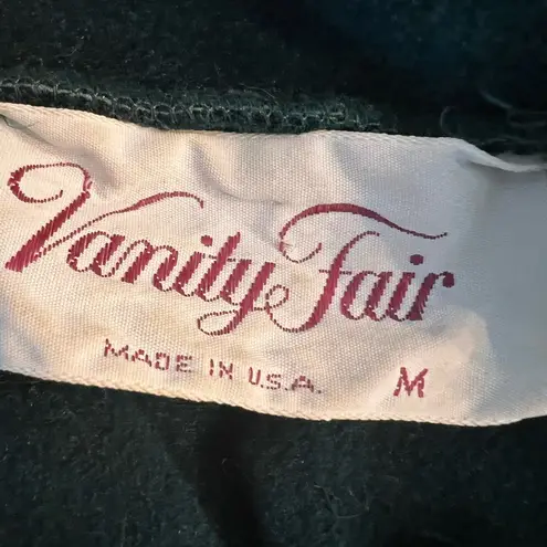 Vintage Vanity Fair House Coat Robe Green Velour Pockets Embroidered Medium