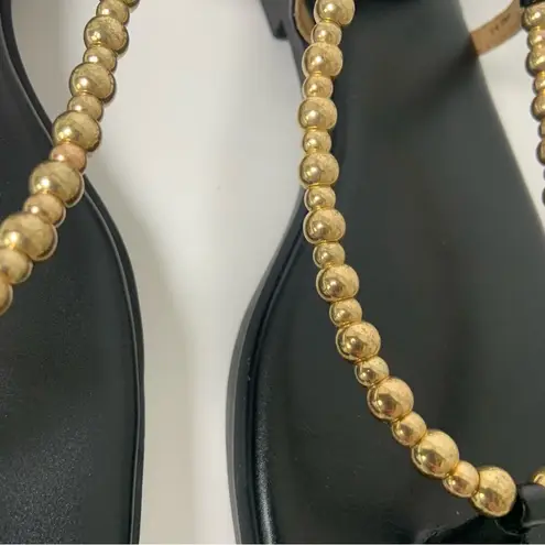 Dolce Vita Black Gold Beaded Lace Up Gladiator Flat Sandals Size 9.5 NEW IN BOX