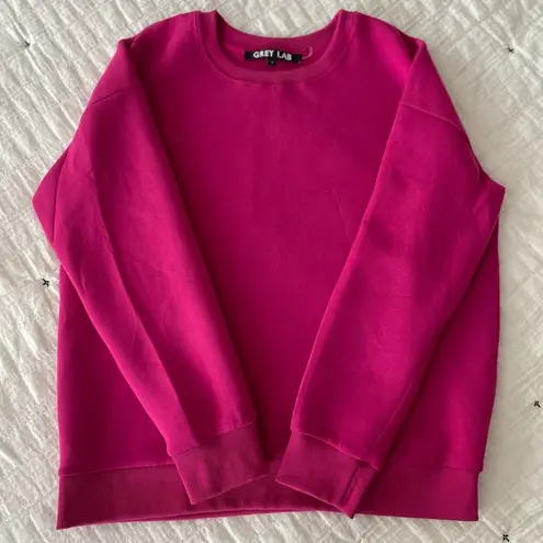 GREY LAB Crewneck Pullover Sweatshirt in Fuschia Hot Pink Barbiecore Size S