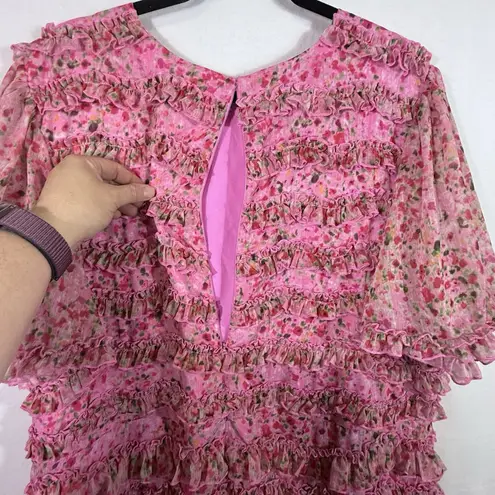 NEW Plus Size Ivy City Co Pink Floral Tiered Stacy Dress Size 16W Romantic