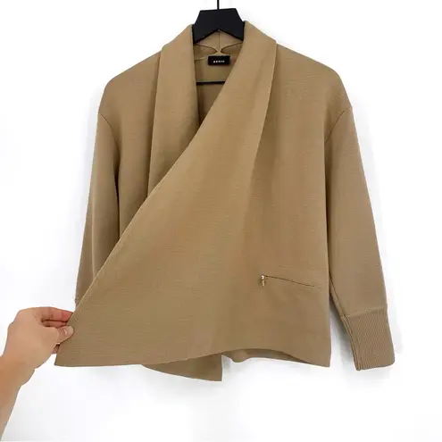 Akris Draped Wool and Mulberry Silk-Blend Cardigan Sand 4