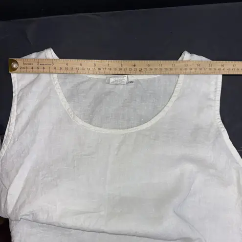 Hot Cotton Quiet Luxury Minimalist 100% Linen White Sleeveless Tank Top 3X