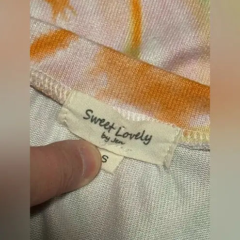 EUC Sweet Lovely by Jen Orange, Pink, and Green Spiral Tie Dye Tee size small Orange