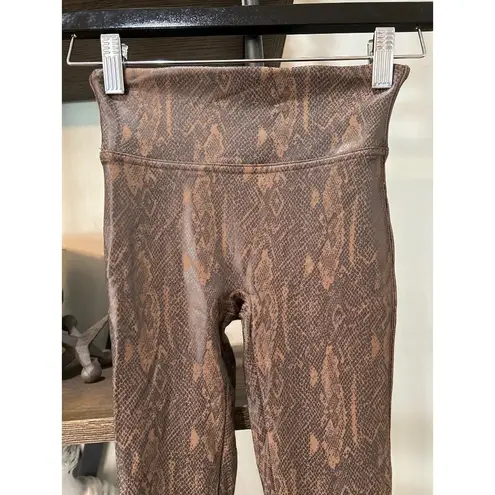 Spanx  Faux Leather Snakeskin Legging Brown Snakeskin Womens Size XS