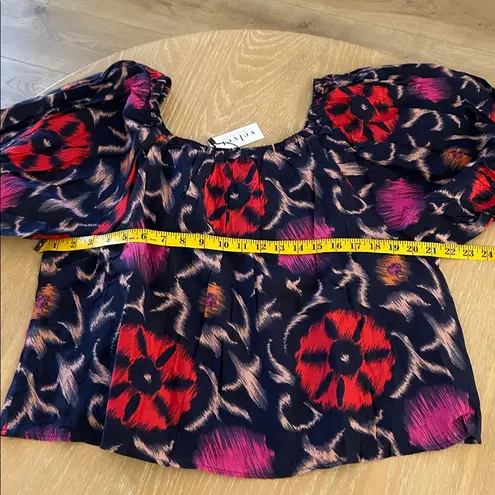 Velvet by Graham & Spencer Edlin Printed Silk Cotton Voile, Twilight,Large, NWT Black