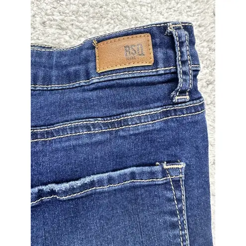 RSQ  Jeans Shorts Blue Denim Distressed Cuffed Jean Soho Boyfriend‎ Size 11 - Image 4
