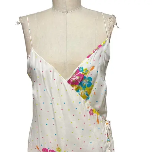All Things Mochi Melanie Maxi Dress Wrap Floral Polka Dot Ruffle White Size XS
