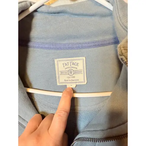 Fat Face Pullover Sweatshirt Womens Size L Blue Quarter Zip Long Sleeve Size L