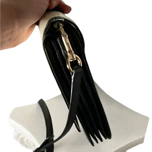 Raoul cross grain black cream contrast top handle crossbody bag