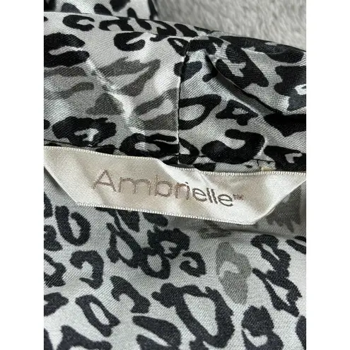 Leopard Satin Robe With Belt Tie Ambrielle Womens Small NWT Black