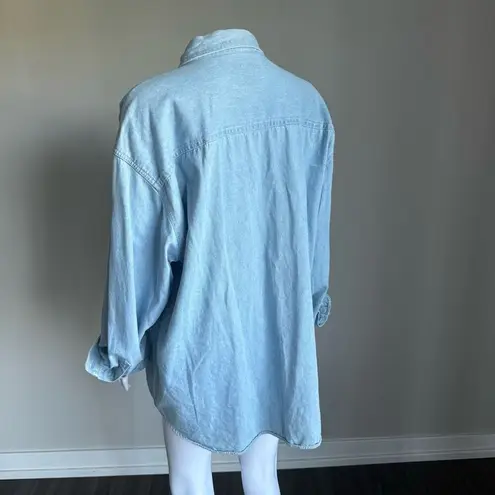 Vintage 90’s Oversized Denim Top With Cherub Angels Blue Size L