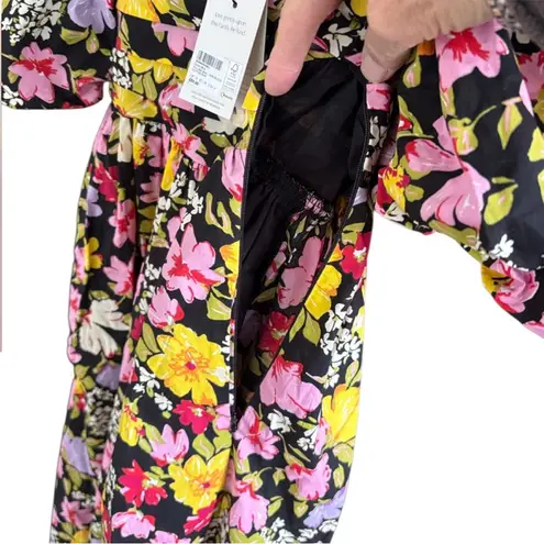 NWT Nobody's Child Nova Puff Sleeve
Black Floral Midi Dress Size 6