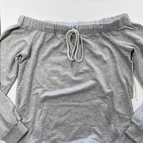 Lumière New Off The Shoulder Sweatshirt Bardot Sweat Top Heather Gray
