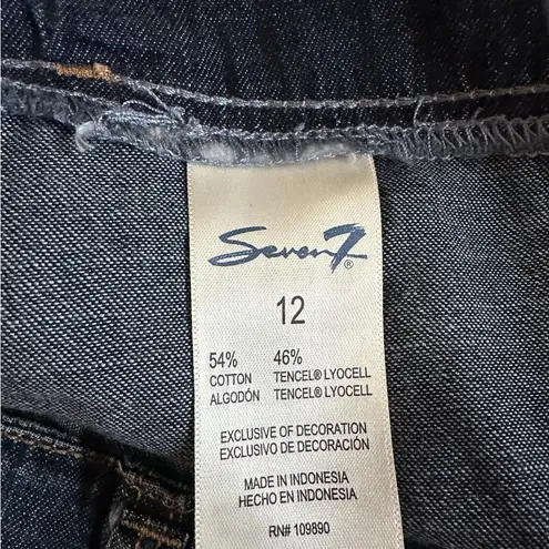 Seven7 Wide Leg Capri Cropped High Rise Square Pocket Blue Denim Jeans. Size 12