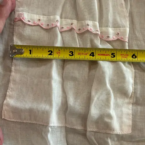 Handmade VINTAGE SHEER WHITE COTTON APRON~POCKET~PINK EYELET TRIM~MARGE OF HOLLYWOOD