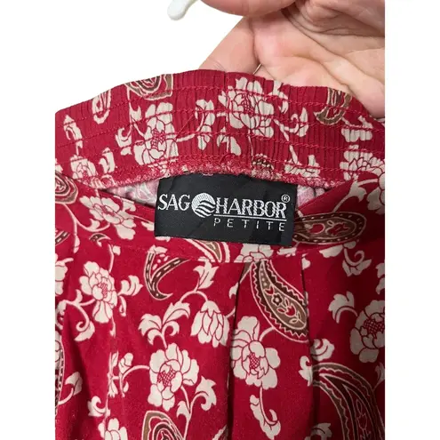 SAG HARBOR Red Patterned Floral Paisley Vintage Maxi Skirt Petite Small Red Size undefined
