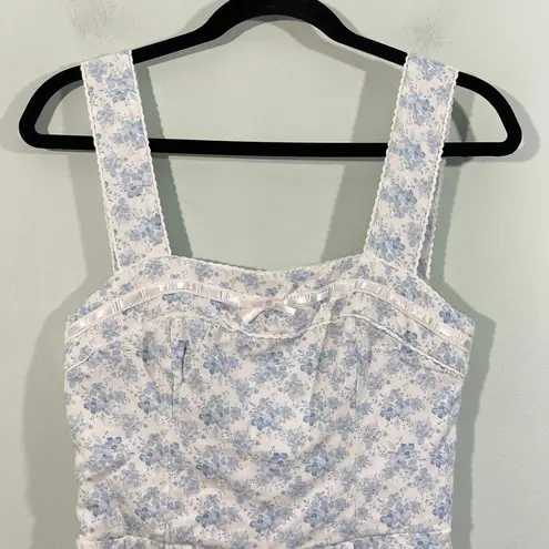 Altar'd State  Women Light Blue Mini Floral Sleeveless Coquette Romper Size XS