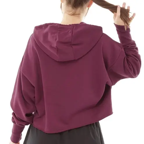 Adidas  Holiday Graphic Cropped Hoodie Burgundy Maroon Metallic Logo Sweatshirt