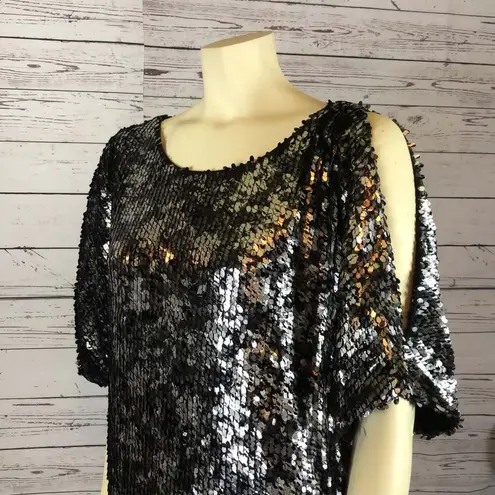 R & M Richards R&M Richard’s Black and silver sequin midi short sleeved dress size 22 w