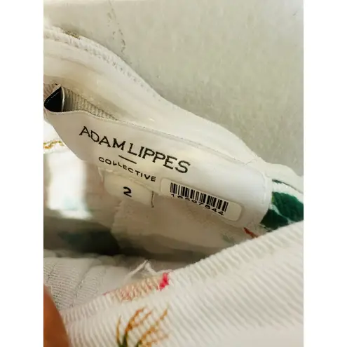 Adam Lippes Women's White Floral Print Strapless Belted Midi Dress Size 2