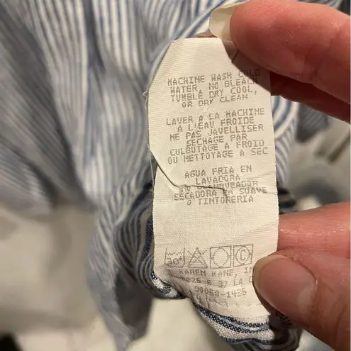 Karen Kane Vintage 80’s-90’s classic blue white stripe linen blouse luxury