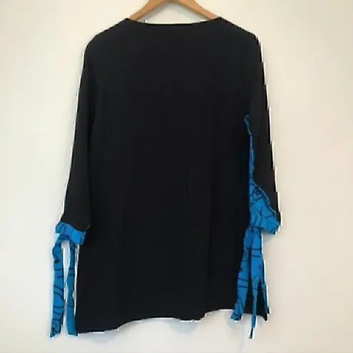 NEW NWT ALI MILES Crinkle 3/4 Tie Sleeve Contrast Back Hi